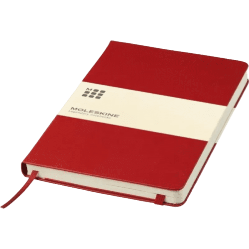 Large Moleskine Hardback Ruled Notebook in Amaranth Red with Debossed Logo from Total Merchandise