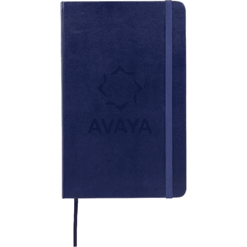 Branded large moleskine notebook in prussian blue printed with your logo from Total Merchandise