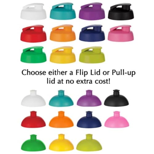 Range of colours and lids available for our promotional fruit infuser bottles