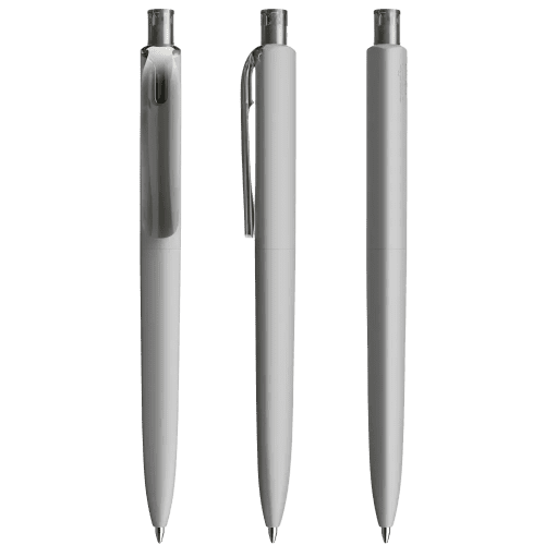 Prodir DS8 Soft Touch Ballpens in Dolphin Grey/Transparent Fume