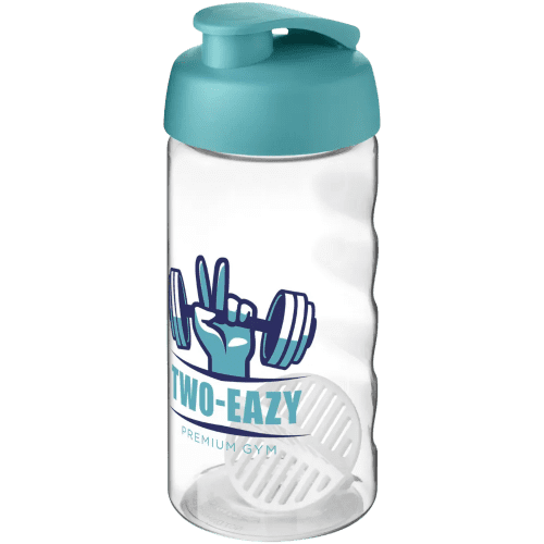 500ml Active Protein Shaker Bottles in Transparent/Aqua Blue