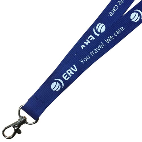 Promotional 20mm Polyester Lanyards in Blue Printed with a Company Logo from Total Merchandise