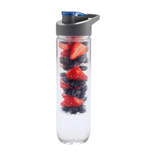 800ml Tritan Fruit Infuser Bottles in Grey/Blue