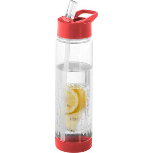 Custom branded Fruit Infuser Water Bottles in transparent/red from Total Merchandise