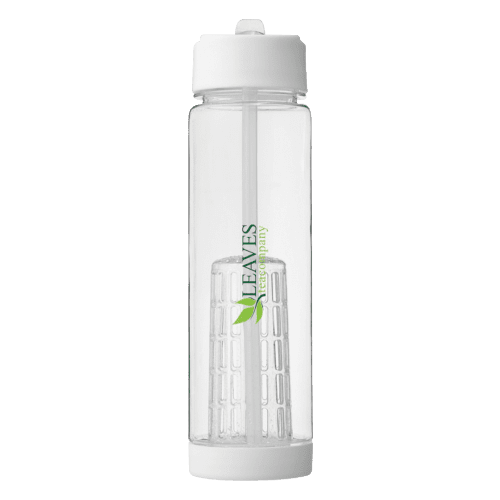 Custom printed 740ml Fruit Infuser Bottles in transparent/white from Total Merchandise