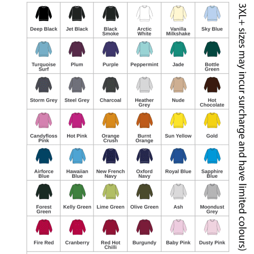 Colour Swatch for Branded AWD Crew Neck Sweatshirts from Total Merchandise