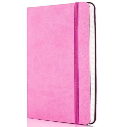 Logo branded Tucson Flexible Ruled Medium Notebooks in Pink from Total Merchandise