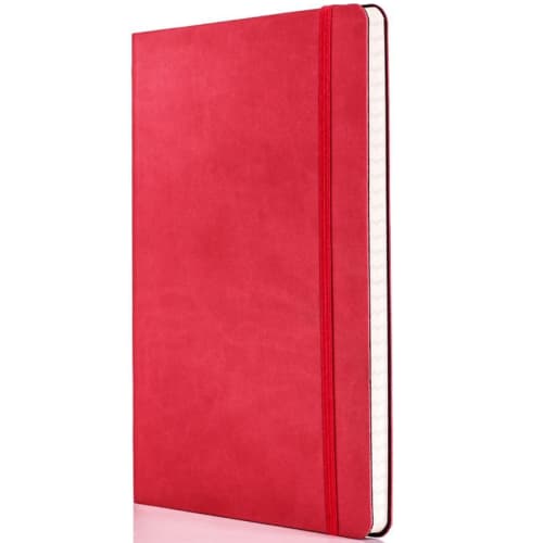 Logo personalised Tucson Flexible Ruled Medium Notebooks in Coral Red from Total Merchandise