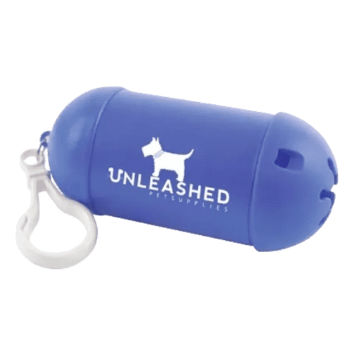 Each of these printed pet waste bag holders comes complete with 15 unbranded waste bags