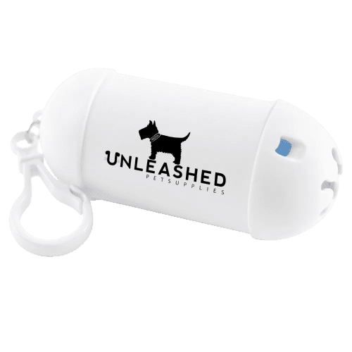 Custom printed pet waste bag holders offer an easy-wear clip that means they can be carried with you