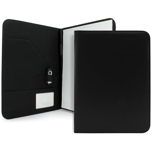 Custom Printed A4 Clapham PU Conference Folders in Black from Total Merchandise