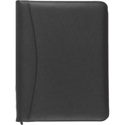 Custom printed A4 Smart Pembury Zipfolios in Black from Total Merchandise