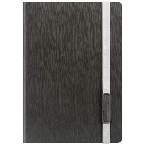 Promotional branded A6 Cambridge PU Notebooks in charcoal available from Total Merchandise