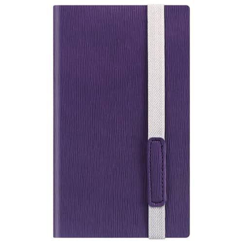 Custom embossed A6 Cambridge PU Notebooks in purple available from Total Merchandise