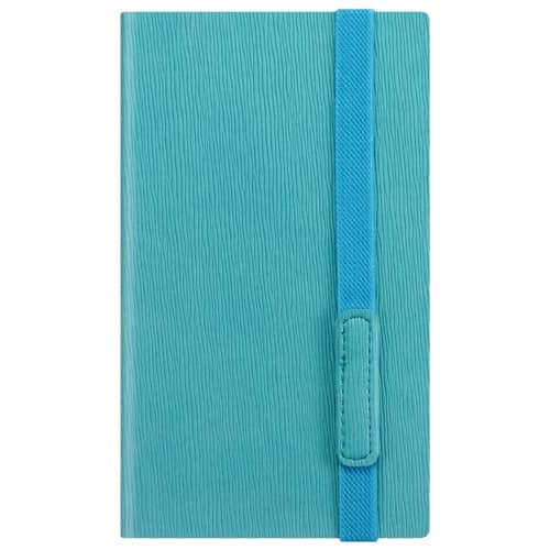 Custom promotional A6 Cambridge PU Notebooks in turquoise available from Total Merchandise