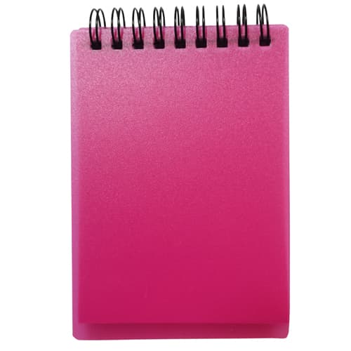 Custom printed A6 Frosted Notepads in pink from Total Merchandise