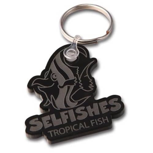 Any Shape Embossed Acrylic Keyrings in Black with Your Logo from Total Merchandise