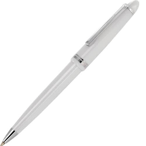 Custom Branded Alpine Chrome Trim Ballpens in White from Total Merchandise