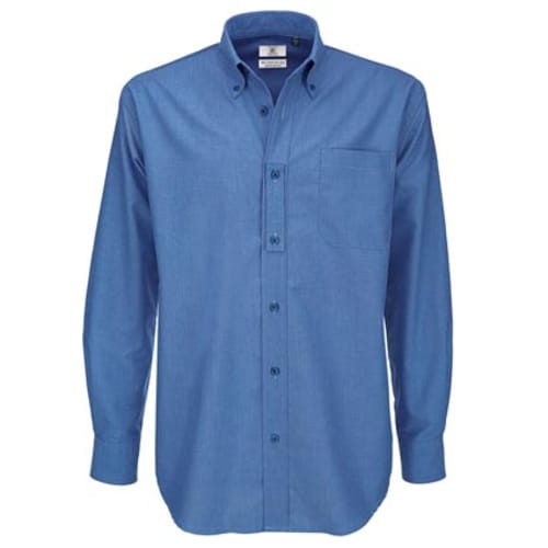 B&C Men's Long Sleeve Shirts in Blue Chip