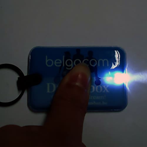 An inbuilt torch sits within the base of the keyring, making it a highly practical promotional giveaway.