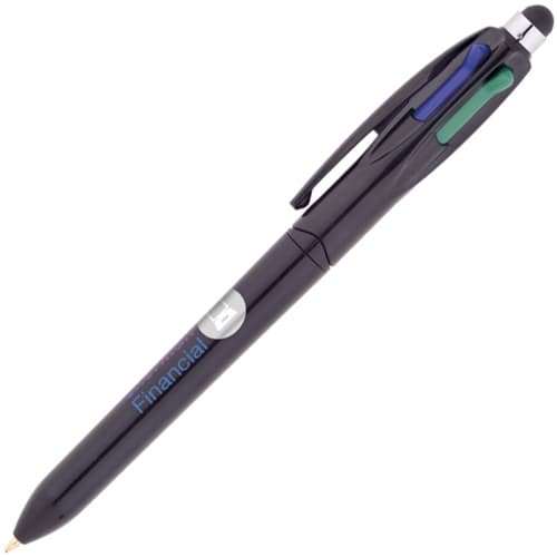 Custom branded BiC 4 Colours Stylus Ballpens in black from Total Merchandise