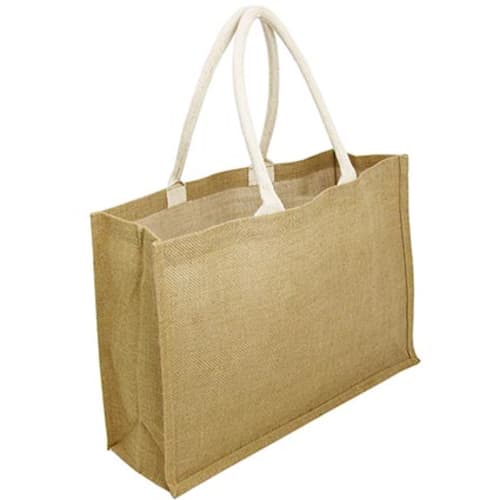 Custom Printed Large Jute Shopper Bag in Natural Material with a Logo Printed by Total Merchandise