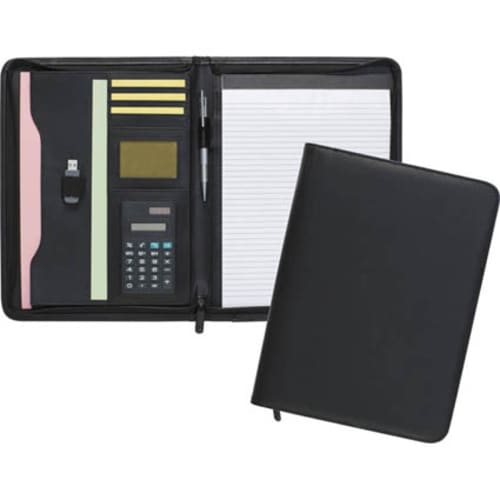 Dartford A4 Zipped Calculator Folders in Black