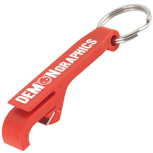 Promotional Plastic Bottle Opener Keyrings in Red Printed with Your Design from Total Merchandise