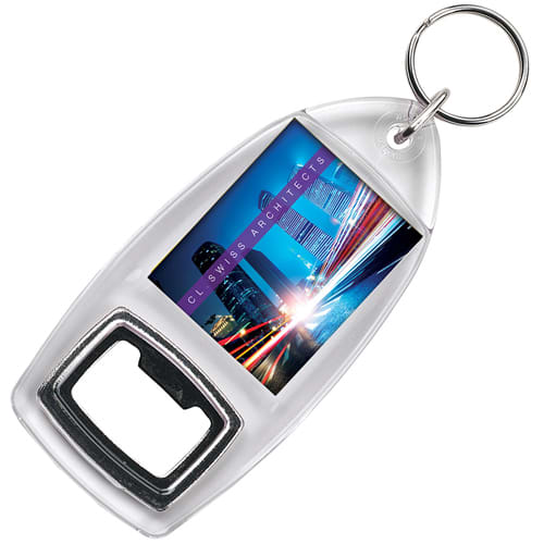 Promotional Bottle Opener Keyring Printed with a Full Colour Logo from Total Merchandise