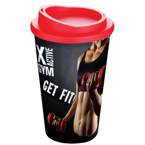 UK Branded Brite Americano Coffee Cup with a Red Lid from Total Merchandise