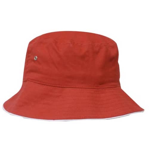 Twill Bucket Hat in Red/White