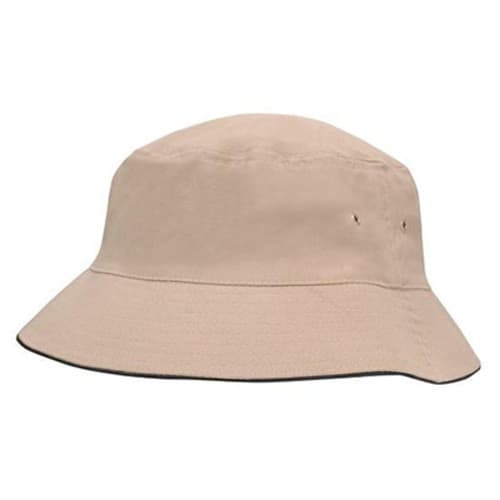 Twill Bucket Hat in Stone/Black