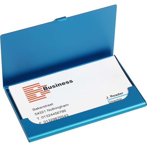 Custom branded Business Card Holder in light blue from Total Merchandise