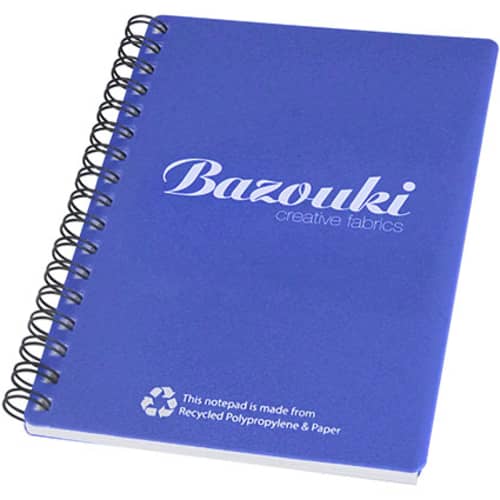 A6 Recycled Polypropylene Notepad in Royal Blue/Black