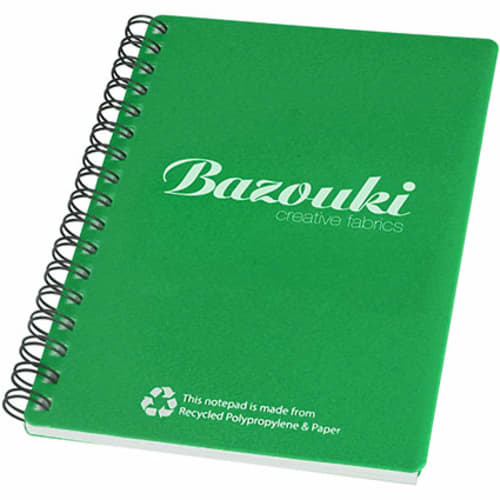 A6 Recycled Polypropylene Notepad in Grass Green/Black