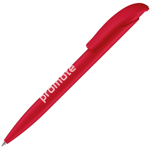 Promotional Challenger Polished Ballpens in Strawberry Printed with a Logo by Total Merchandise