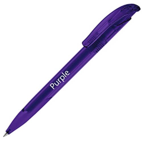 Custom Printed Challenger Soft Clear Pens in Purple from Total Merchandise