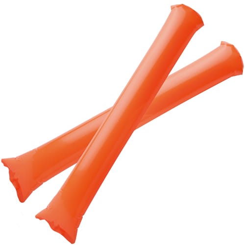 Custom printed Cheering Bang Bang Sticks in orange from Total Merchandise