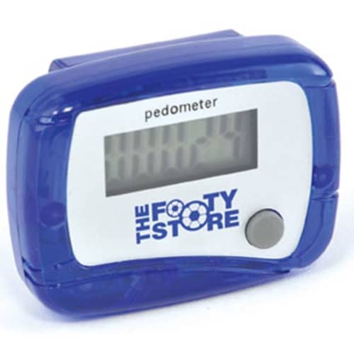 Custom Branded Clip-On Pedometer in Blue Printed by Total Merchandise