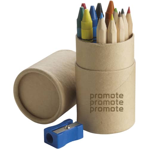 Branded Colouring Tubes with Sharpener with logos
