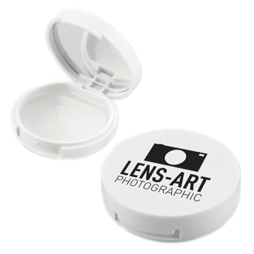 Compact Mirror with Lip Balm in White