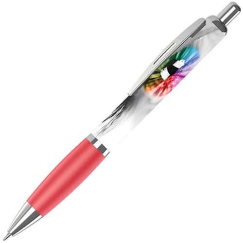 Promotional Contour 360 Wrap Ballpens in Red Printed with a Design by Total Merchandise