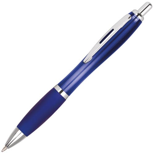 Custom Printed Contour Ballpens in Translucent Blue from Total Merchandise