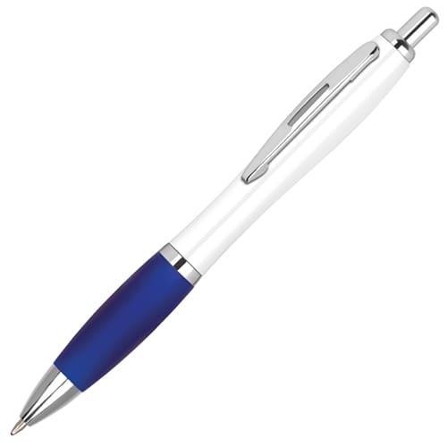 Corporate Branded Express Contour Extra Ballpens in White/Navy Blue from Total Merchandise