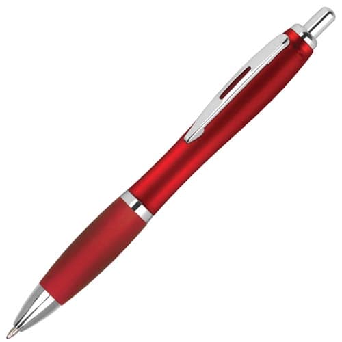 Personalised Contour Frost Ballpens in Frosted Red Printed by Total Merchandise