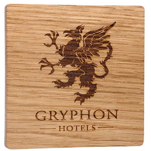 Branded Wooden Coaster Made from Oak with Engraved Logo by Total Merchandise