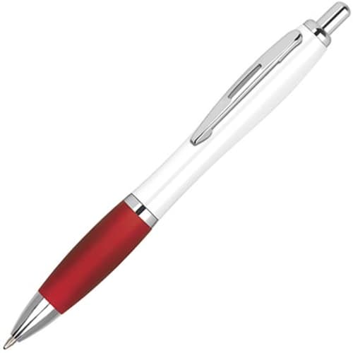 Custom Branded Contour Eco Ballpens in White/Red Printed with a Logo by Total Merchandise