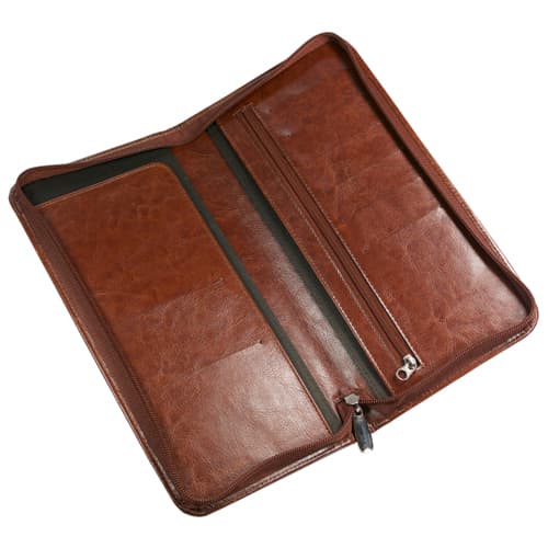 RFID Darwin PU Zipped Travel Wallets in Brown