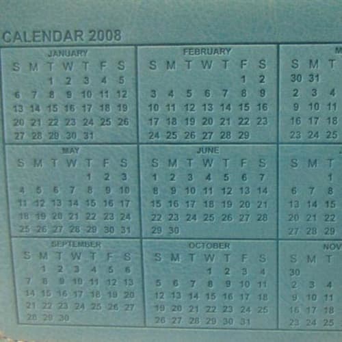 Close up of Embossed Calendar on Belluno Desk Easel Calendars from Total Merchandise