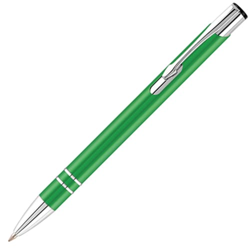 Branded electra enterprise ballpen in green and printed with your logo from Total Merchandise